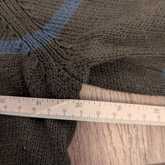 Men's Frank & Oak Green/Blue Stripe Sweater - Picture 7 of 8